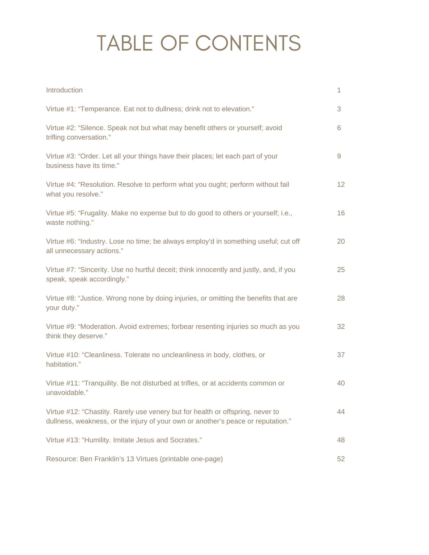 The 13 Virtues Field Guide: How to Practice Franklin’s Virtues in Daily Life (PDF + Audio)